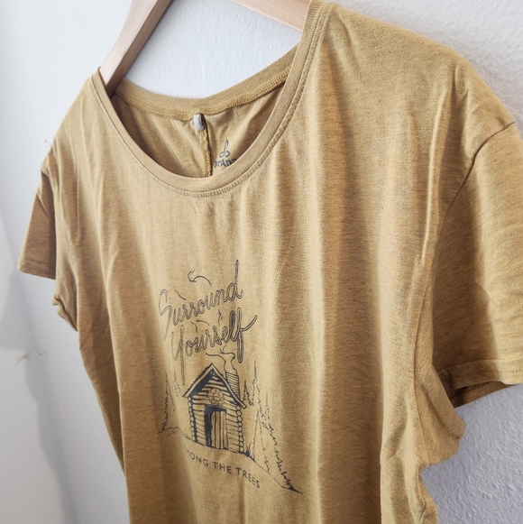 Prana Women's Tee Surround Yourslf Among The Trees Mustard Yellow Large - Picture 5 of 7